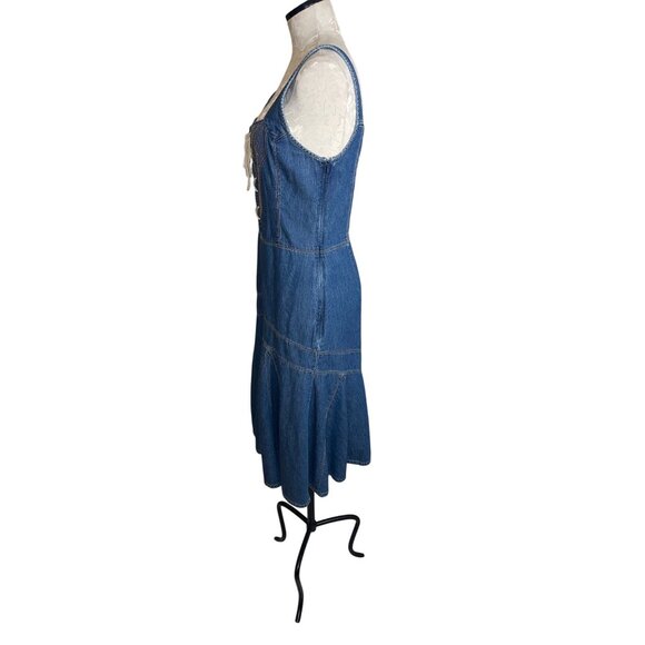 Lauren Jeans Co Vintage Womens Dress Size 4 Blue Corset Front Denim Pure Cotton - Picture 2 of 13